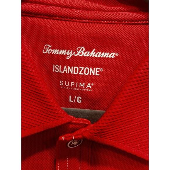 Men’s Tommy Bahama Large Island Zone Polo Shirt Mesh Supima Cotton Red - Picture 3 of 10
